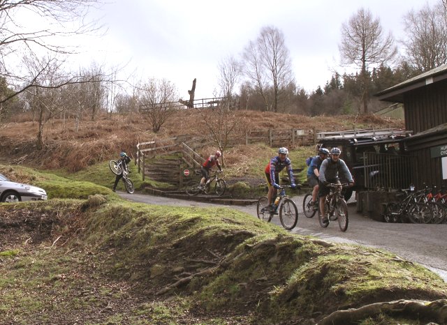 Mountain bikers gathered at Afan Argoed Country Park