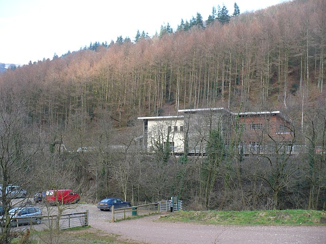 Cwmcarn Forest visitor centre beside the mountain-bike trail