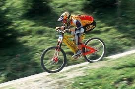 A downhill mountain-bike World Cup rider at Fort William